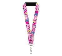 Buckle-Down Barbie Schlüsselband, Barbie-Logo, abstrakt, mehrfarbig, weiß, elastisch, Mehrfarbig, 44" x 1"