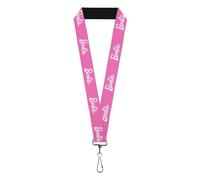 Buckle-Down Barbie Schlüsselband, Barbie Script Signature Logo Pink Weiß, elastisch, Pink, 44" x 1"