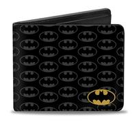 Buckle-Down Bifold Geldbörse für Erwachsene, Unisex, Batman, Schwarz/Grau/Gelb, 4.0" x 3.5"