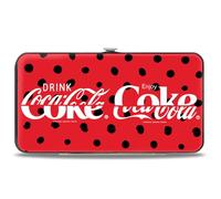 Buckle-Down Coca-Cola Geldbörse aufklappbar Drink Coca Cola Coke Polka Dot Rot Schwarz Weiß Veganes Leder