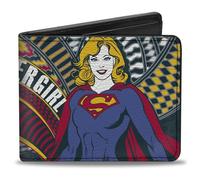 Buckle-Down DC Comics Geldbörse Bifold Supergirl Pose und Super Shield Navy Rot Gelb Veganes Leder