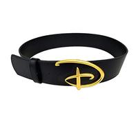 Buckle-Down Disney Gürtel, Signature D Logo, goldene Emaille-Schnalle, schwarz, veganes Leder - - M-94/107 cm