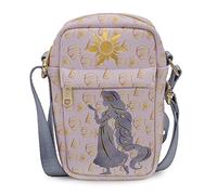 Buckle-Down Disney Tasche, Cross-Body, Tangled Rapunzel Pose Silhouette und Sonne, Rosa Gelb, Veganes Leder, Tangled Rapunzel, 8.0" x 5.5"