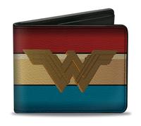 Buckle-Down Faltbare Geldbörse aus PU-Leder - Wonder Woman 2017 Icon/Streifen Rot/Gold/Blau