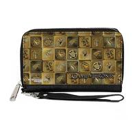 Game of Thrones Geldbörse mit Reißverschluss, Game of Thrones House Sigil Blocks Gold, veganes Leder, 7.5"x4.5", Casual