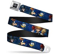 Buckle-Down Gürtel Logo Full Color Black/Silver/Blue Fade Seatbelt Belt-Kingdom Hearts 6-Character Pose/Dark Blues Webbing, Mehrfarbig, 1.5" Wide-24-38 Inches in Length