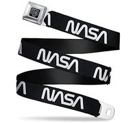 Buckle-Down Gürtelschnalle, NASA-Text, Schwarz/Weiß, Herren, Damen, Kinder, verstellbar, NASA, 1.5" Wide - Fits Pant Size 24-38