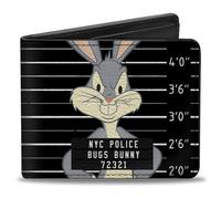 Buckle-Down Herren Bifold Bugs Bunny Geldbörse Reisezubehör-Bi-Fold-Brieftasche, Schwarz und Weiß, 4.0" x 3.5"