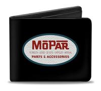 Buckle-Down Herren-Geldbörse, Bifold, Mopar 1954-1958 Logo, Seitenstreifen, Schwarz, Blau, Rot, veganes Leder, Mehrfarbig, 10,2 x 8,9 cm, Mehrfarbig, 4.0" x 3.5", Mopar Geldbörse Bifold Mopar