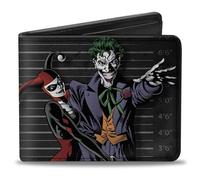 Buckle-Down Herren Harley Quinn Hugging Joker Pose/Lineup Grays Reisezubehör-Bi-Fold-Brieftasche, Mehrfarbig, Standard Size