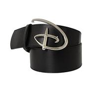 Buckle-Down Herren Logo Silver Cast, schwarzer veganer Ledergürtel, Disney Signature D, 7 cm breite Passform, 86,4-107,7 cm