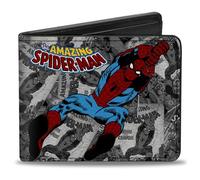 Buckle-Down Herren Marvel Comics Wallet The Amazing Spider-Man Stacked Comic B Zweifalten-Geldbörse, Mehrfarbig, Einheitsgröße