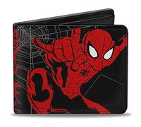 Buckle-Down Herren Pu Bifold - Spider-Man Grafitti Action Posen/Spiderweb Sketch Schwarz/Grau/Rot, Mehrfarbig, 4,0 x 3,5 US