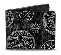 Buckle-Down Herren PU Bifold - Supernatural Teufelsfalle, Pentagramme, Grau/Schwarz/Weiß, Geldbörse, Mehrfarbig, 4,0 x 3,5 US