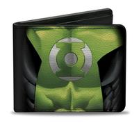Buckle-Down Herren PU Bifold Wallet-Green Lantern Chest Logo, mehrfarbig, 10,2 x 8,9 cm, Mehrfarbig, 4.0" x 3.5", Pu Bifold Wallet - Green Lantern Chest Logo