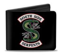 Buckle-Down Herren Riverdale Wallet Bifold South Side Serpents Patch Black Vegan Leder 10.2cmx8.9cm