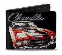 Buckle-Down Herren Standard PU Bifold Geldbörse 1970 Chevrolet Chevelle schwarz/Silber/rot, Mehrfarbig, 10,2 x 8,9 cm