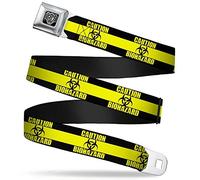 Buckle-Down Herrengürtel, Caution Biohazard Schwarz/Gelb, 1.5" Wide, 24/38" Long