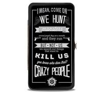 Buckle-Down Hinge - Supernatural Dean Crazy People Zitat/Winchester Pentagramm schwarz/grau, Geldbörse, Mehrfarbig, 7 x 4 US