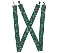 Buckle-Down Hosenträger Slytherin Wappen/Streifen 2 Grün/Grau, Grün , 1.5-Inch Wide Regular