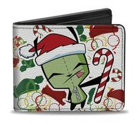 Buckle-Down Invader Zim Geldbörse, Bifold, Holiday Invader Zim Santa GIR Candy Cane Pose, mehrfarbig, veganes Leder