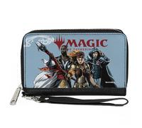Buckle-Down Magic the Gathering Wallet Zip Around Magic the Gathering Three Planeswalker Group Pose Hellblau Veganes Leder