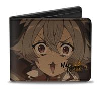 Buckle-Down Mushoku Tensei Jobless Reincarnation Wallet Bifold Mushoku Tensei Pursena Adollia und Linia Dedoldia Close Up Vegan Leder