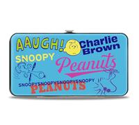 Buckle-Down Peanuts Geldbörse, aufklappbar, Peanuts Charlie Brown Snoopy und Woodstock Typografie Collage, veganes Leder