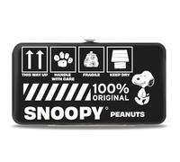 Buckle-Down Peanuts Geldbörse, aufklappbar, Peanuts Snoopy Pflegesymbole 100% original schwarz weiß, veganes Leder