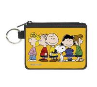 Buckle-Down Peanuts Geldbörse Reißverschluss Clutch, Peanuts Gang Close Up Group Pose Golden Yellow Canvas, gelb, Coin Pouch (4.25" x 3.25"), Münzfach (10,8 x 8,3 cm)