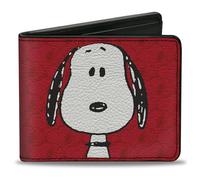Buckle-Down Peanuts Worldwide LLC Geldbörse, Bifold, Peanuts Snoopy Face and Profile Pose Reds, veganes Leder
