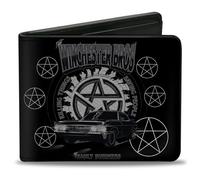 Buckle-Down PU Bifold Wallet - Basara/Sword & Mio Lightning Blasts Pose Close Up + Logo Reds, Supernatural, 4.0" x 3.5", Bifold Wallet Supernatural