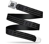 Buckle-Down Ram Gürtel, Sicherheitsgurt, Schnalle, Ram Logo, Americana Stripes verwittert, grau, schwarz, Herren, Damen, Kinder, verstellbar