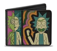 Buckle-Down Rick and Morty Geldbörse, Bifold, Rick Genius Body Scan-Blöcke, Schwarz, mehrfarbig, veganes Leder