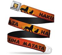 Buckle-Down Sicherheitsgurt - König der Löwen HAKUNA MATATA Sunset Orangen/Schwarz - 2,5 cm breit - 20-36 Zoll lang - - 4 cm Breit-61/97 cm Länge
