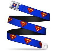 Buckle-Down Sicherheitsgurt Superman Regular, Herren, Gürtel, Superman Full Color Blue Seatbelt Belt - Superman Shield Blue X-large Webbing, mehrfarbig, 1.5" Wide - 32-52 Inches in Length