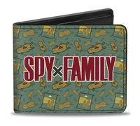 Buckle-Down Spy x Family Geldbörse, Bifold, Spy X Family Peanuts Scattered und Title Logo Blau Grün, Veganes Leder
