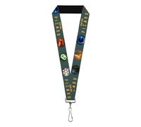 Buckle-Down Star Trek Schlüsselband, Star Trek Picard Titellogo und Symbole, grau, mehrfarbig, elastisch, Mehrfarbig, 44" x 1"
