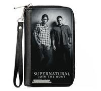 Buckle-Down Supernatural Geldbörse mit Reißverschluss, Supernatural Winchster Brothers schwarz/weiß, veganes Leder, Schwarz, 7.5"x4.5", Casual