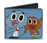 Buckle-Down The Amazing World of Gumball Geldbörse, Bifold, The Amazing World of Gumball Logo und Pose mit Darwin Blue, veganem Leder