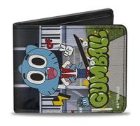 Buckle-Down The Amazing World of Gumball Geldbörse, Bifold, The Amazing World of Gumball Text und House Pose, veganes Leder