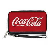 Buckle-Down The Coca-Cola Company Geldbörse mit Reißverschluss, Coca Cola Coke Script Logo zentriert rot weiß, veganes Leder