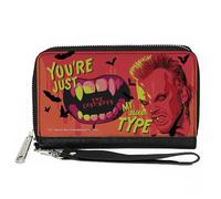 Buckle-Down The Lost Boys Geldbörse mit umlaufendem Reißverschluss, The Lost Boys David Face Youre Just My Blood Type Rot Gelb Veganes Leder