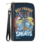 Buckle-Down The Smurfs Wallet Zip Around The Smurfs Best Friends Forever Manga Art Scene Series Blues, Veganes Leder