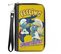 Buckle-Down The Smurfs Wallet, Zip Around The Smurfs Feeling Smurftastic!Pose Yellow, Vegan Leather