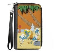 Buckle-Down The Smurfs Wallet Zip Around The Smurfs Summer Bonfire Sunset Scene Vegan Leather