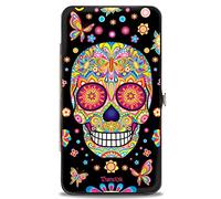 Buckle-Down Unisex-Erwachsene Scharnier - Mariposa Calaveras/Schmetterlinge/Blumen schwarz/Mehrfarbig Geldbörse Thaneeya Sugar Skulls, 7 x 4 US