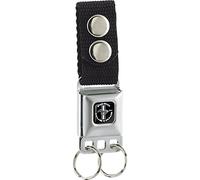 Buckle-Down Unisex Schlüsselanhänger Ford Mustang Tri-Bar Logo Schwarz/Weiß/Silber/Rot Schlüsselanhänger, mehrfarbig, One size