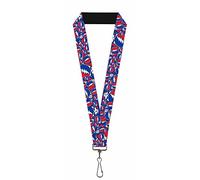 Buckle-Down Unisex Schlüsselband-2,5 cm-Steal Your Face Stacked Rot/Weiß/Blau Schlüsselanhänger, einheitsgröße