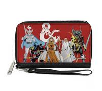 Buckle-Down Wizards of the Coast Wallet Zip Around Dungeons and Dragons Five Action Figure Group Pose Red Vegan Leather